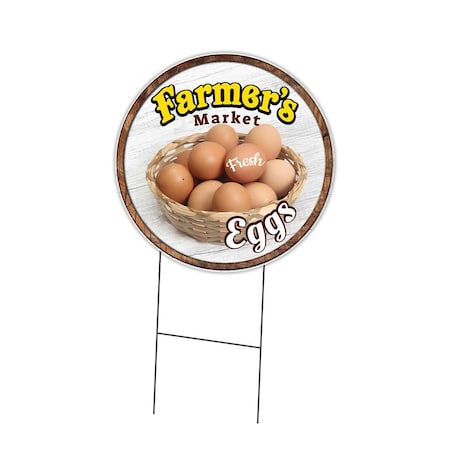 Signmission Farmers Market Eggs Double Sided Corrugated Plastic Circle Yard Sign, C-16-CIR-DS-WS-Eggs C-16-CIR-DS-WS-Eggs