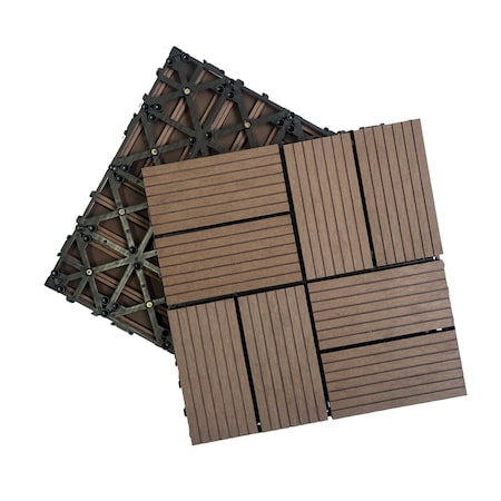 Edendirect 1 ft. x 1 ft. Wood-Plastic Composite Interlocking Deck Tile in Walnut Taupe 20 sq. ft./Box ED-W2805P205357