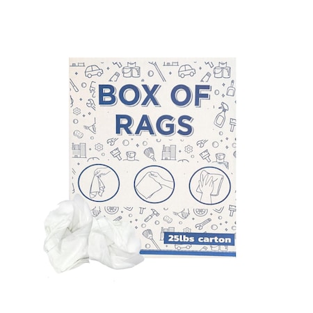 Supremeplus Recycled White Sheeting Cleaning Rags, 25 lbs. Box SP-7536