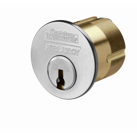 Corbin Russwin Corbin 1-1/4in Conventional 6 Pin Mortise Cylinder with L4 Keyway and Cloverleaf Cam Satin CR1000114A01626L4