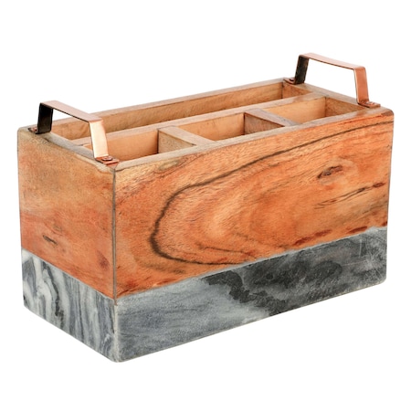 Laurie Gates California Designs Grey Marble and Acacia Wood Salad Server Holder 124648.01