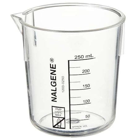 Nalgene Beaker, Plastic, Colorless, PK24 1203-0250