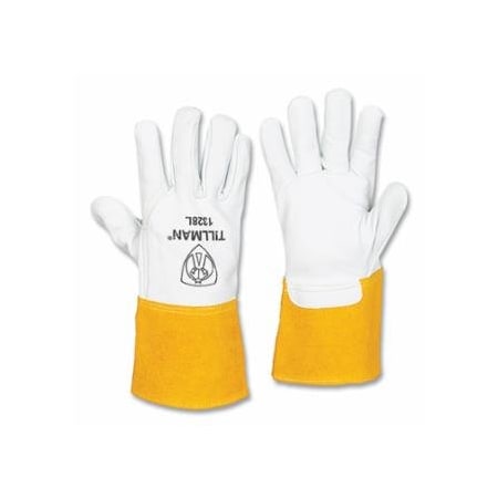 Tillman TIG Welding Gloves, 1328, Top Gr Goatskin Palm/BOH/Split Cowhide Cuff, Sm, 12PK 724-1328S