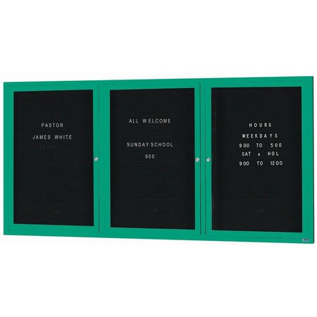 Aarco Outdoor Enclosed Directory w/ Al Frame, Powder Coated Green, Letter Panel is Black Vinyl, 48''Hx96''W OADC4896-3G