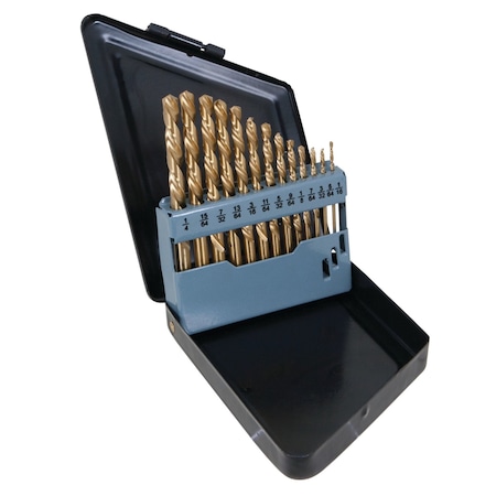 Performance Tool 13 pc. Left Handed Drill Bit Set, M2 Steel, Titanium Coated, Storage Case W9011