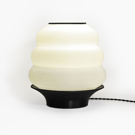 Jonathan Y Honey Pot 12 in. Minimalist Classic Plant-Based PLA 3D Printed Dimmable LED Table Lamp, White/Black USA1001B