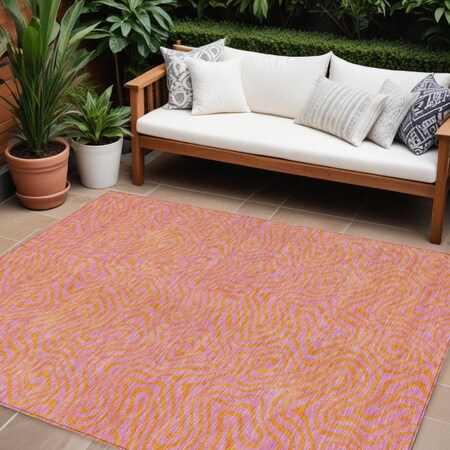 Homeroots 8' X 10' Pink And Copper Abstract Washable Indoor Outdoor Area Rug 599829