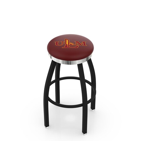 Holland Bar Stool Co 36" Blk Wrinkle Louisiana-Monroe Swivel Bar Stool, Chrome Ring L8B2C36LA-Mon