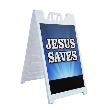 Signmission Jesus Saves, A-Frame & 2 Sign Inserts, Heavy-Duty Plastic Frame SBHD-C-2436-Jesus Saves