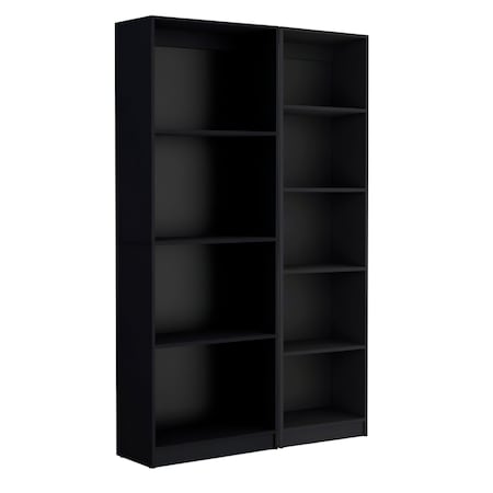 Homeroots Set of Two Black Wood Multi Tier Bookcases 546335