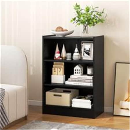 Total Tactic 3-Tier Bookcase Open Display Rack Cabinet with Adjustable Shelves, Black CB10458DK