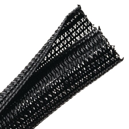 Hellerman Tyton Braided Sleeving, Split Wrap, 0.75" Dia, PET, Black, 100 ft/bulk reel 170-03127