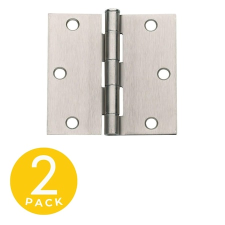 Global Door Controls 3 in. x 3 in. Satin Nickel Full Moritse Residential Squared Radius Hinge with Removable Pin, 2PK CP3030-US15-M