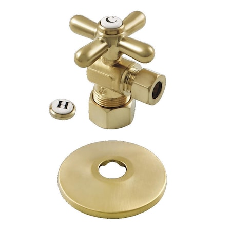 Pinpoint Compression Quarter-Turn Angle Stop Valve with Flange - Brushed Brass PI3011355