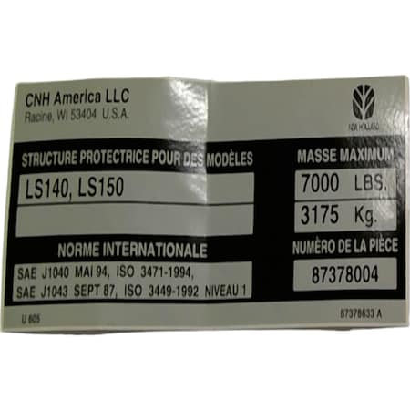 Cnh DECAL, CNH OEM 87378633 87378633