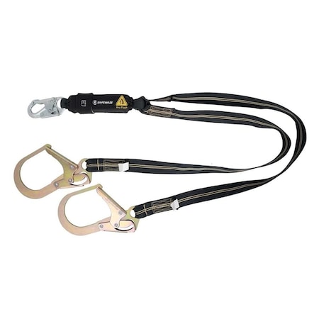 Safewaze Arc Flash 6 ft Energy Absorbing Lanyard 12 ftFF, Aramid, Dual Leg, Tower Rebar Hook 023-2098