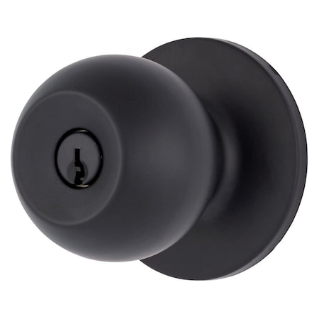 Brinks Raleigh Series Keyed Entry Transitional Ball Knob Round Rose Matte Black Finish E2415-122