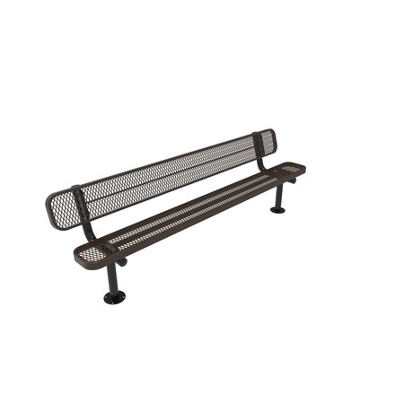 Mytcoat 8ft Outdoor Bench with Back, Surface Mount, Brown, Expanded Metal, Industry Standard Coating 804143