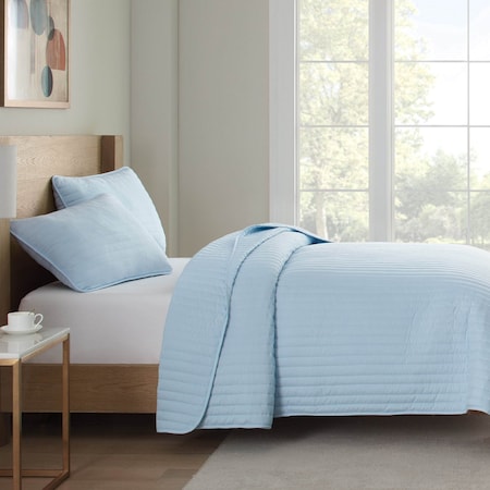 Arkwright Home Brushed Microfiber Quilt Set Twin Light Blue - 1 Set P-MFQT-TWSET-LB