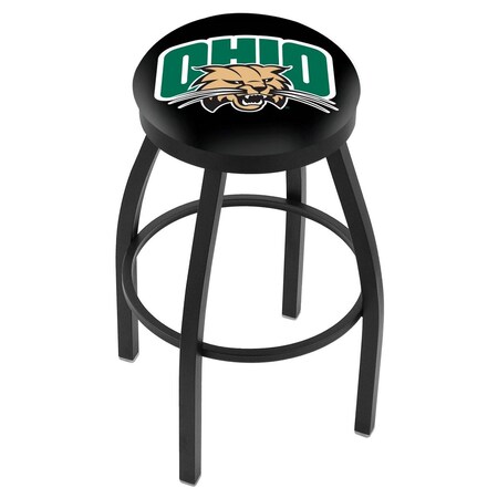 Holland Bar Stool Co 36" Blk Wrinkle Ohio University Swivel Bar Stool, Accent Ring L8B2B36UnivOH