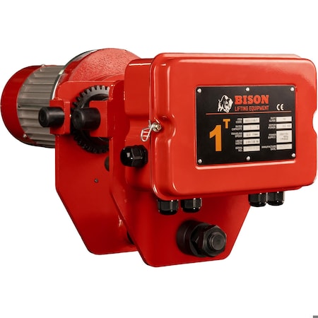 Bison Lifting Equipment Motorized Trolley, 2,000 lb (1 Ton), 115/230V, With Pendant Controller HHB010+T