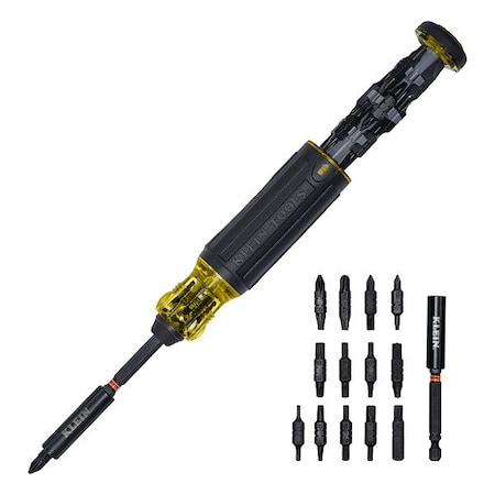 Klein Tools Multi-Bit Screwdriver, Steel, 1/4 in Sz 32317HD