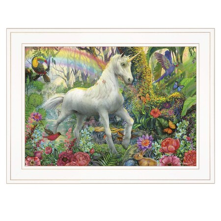 Homeroots Rainbow Unicorn 2 White Framed Print Wall Art 406858