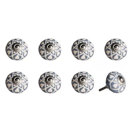 Homeroots 1.5" X 1.5" X 1.5" Hues Of Gray Cream And Silver Knobs, 8PK 321693