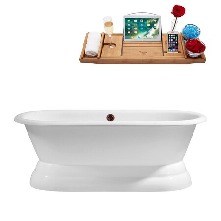 Streamline 66 in L, 30.1 in W, Glossy White, Porcelain-Enamel Cast Iron, Center R5080ORB