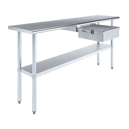 Amgood 18 in. x 72 in. Stainless Steel Table With Drawer AMG WT-1872 + DRAWER-1514-Z