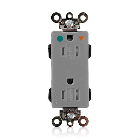 Leviton Straight Blade Receptacle, 5-15R, 15 A, 125V AC, Isolated Ground MDT82-IGG