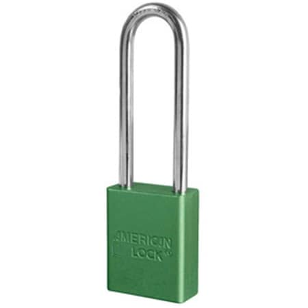 American Lock Aluminum Padlock with 3 in. Shackle, Green, 6PK 045-A1107GRN