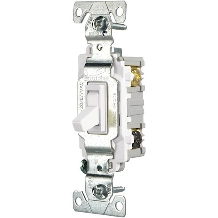 Eaton Wiring Devices Toggle Switch, 15 A, 120277 V, 3 Position, Screw Terminal, White CSB315STW-SP