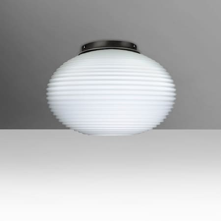 Besa Lighting Besa Pape 10 Ceiling, Black Finish, Opal Ribbed 1x100W E26 Base 491207C-BK