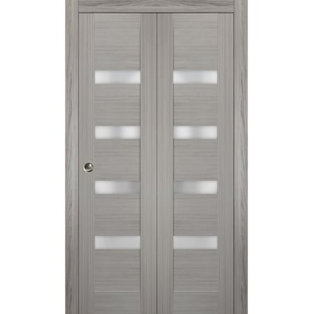 Sartodoors Sliding Closet Bi-fold Doors Solid Core Modern Interior QUADRO4113BF-SSS-64 x 84 (2* 32x84)
