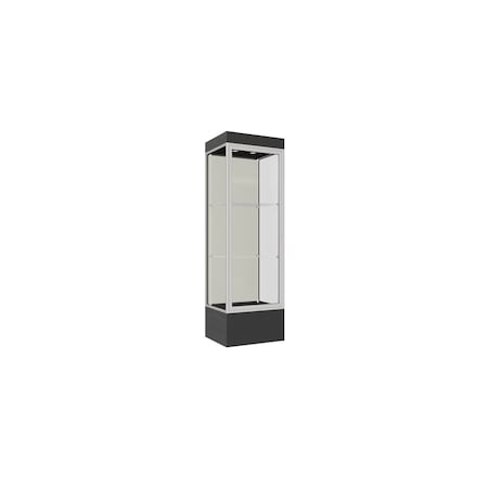 Ghent Lighted Floor Display Case 24x76x20, 12" Base, Satin 93LFWH-SN-BLK