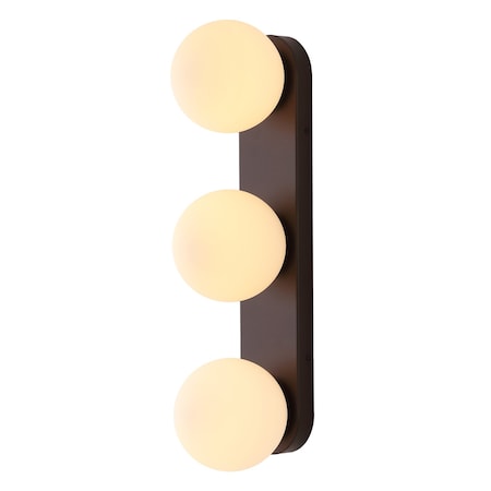 Jonathan Y Knox 23.3 in. 3-Light Mid-Century Modern Metal and Frosted Glass Globe LED Vanity Light, Oil Rubbed B JYL9567B