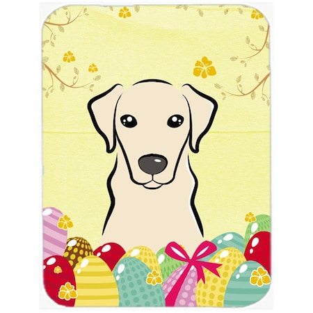 Carolines Treasures Yellow Labrador Easter Egg Hunt Glass Cutting Board- Large BB1904LCB