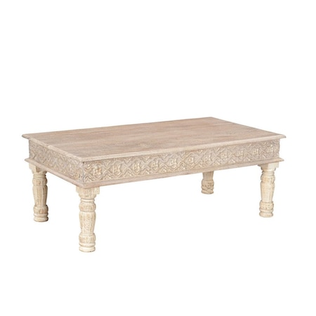 Homeroots 51" White Solid Wood Distressed Coffee Table 521937