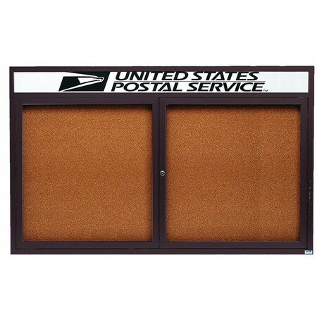 Aarco Enclosed Natural Pebble Grain Cork Bulletin Board w/ Bronze Anodized Al Frame, 36''Hx60''W Two Door DCC3660RBA