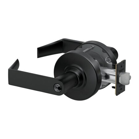 Schlage Grade 1 Entrance/Office Cylindrical Lock, Conventional Cylinder, Rhodes Lever w/Rose, Matte Black PC50P RHO 622