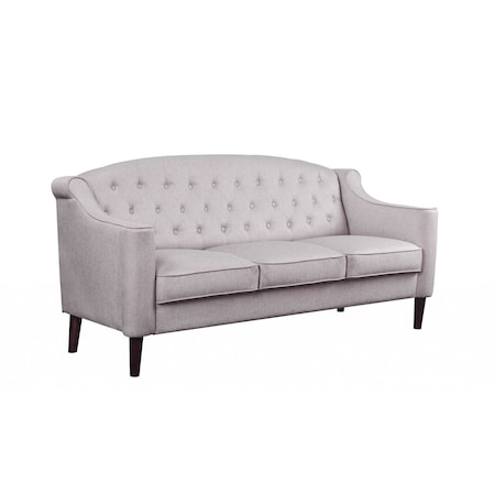 Homeroots 73" Cream Fabric Sofa With Dark Brown Legs 318824