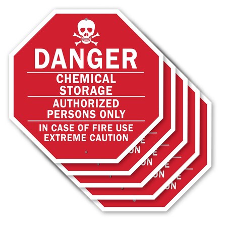 Signmission Danger Chemical Storage Authorized, 10 inch X 10 inch, Aluminum Metal Signs, 5PK OC-A-5Pack-10-34