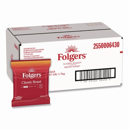 Folgers Coffee, Classic Roast, Fraction Pack, Caffeinated, Ground, 4.62 lb, 42 PK 2550006430