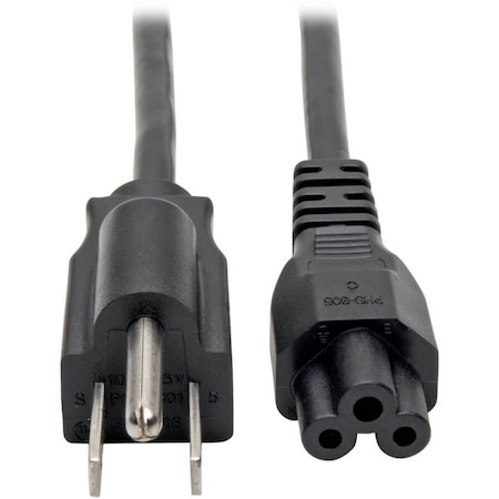 Eaton Tripp Lite Series 3-Slot Power Cord, NEMA 5-15P to C5 - Laptop/Notebook, 10A, 125V, 18 AWG, 3 ft. P013-003