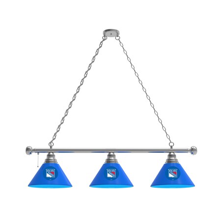 Holland Bar Stool Co New York Rangers 3 Shade Billiard Light, Chrome Fixture BL3CHNYRang