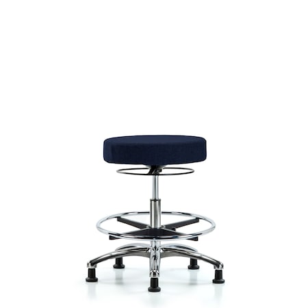 Blue Ridge Ergonomics Fab Stool without Back Chr-Medium Bench Height with Chr Foot Ring and Stationary Glides in Navy Fab BR-FMBSO-CR-CF-RG-F45