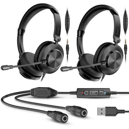 Delton Training Headset with Master Adapter & Splitter for Supervising & Coaching, Black T32Y