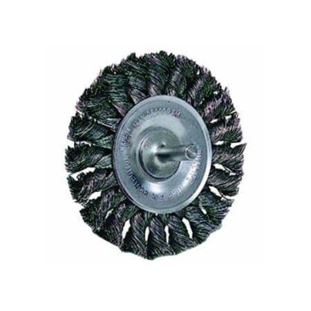 Weiler Standard Twist Knot Wire Wheel, 3-1/4 in dia x 3/8 in W Face, 0.014 in Steel Wire, 25000 RPM, 1/4 804-17681