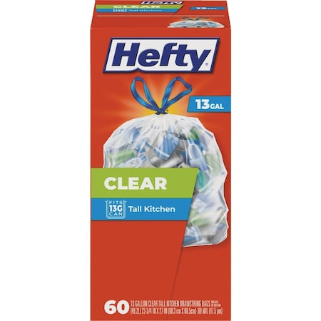 Hefty 13 Gal. Clear Tall Kitchen Bag, 60-Count E85761